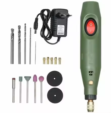 Mini Electric Drill Set Variable Speed with EU AC Adapter