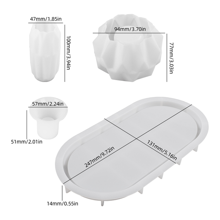 4 قطع قوالب سيليكون لصناعة فن الجيسمونيتي