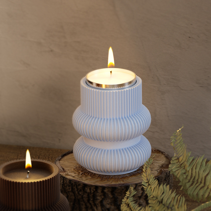 Striped Geometric Pillar Candle Storage Silicone Mold for Jesmonite Art | Mould - Resinarthub