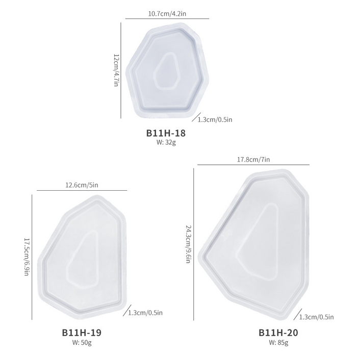 3pcs Set of Irregular Tray Silicone Mold for Jesmonite Art | Mould - Resinarthub