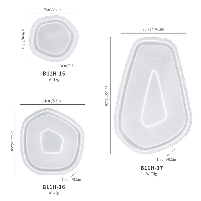 3pcs Set of Tray Shallow Silicone Mold for Jesmonite Art | Mould - Resinarthub