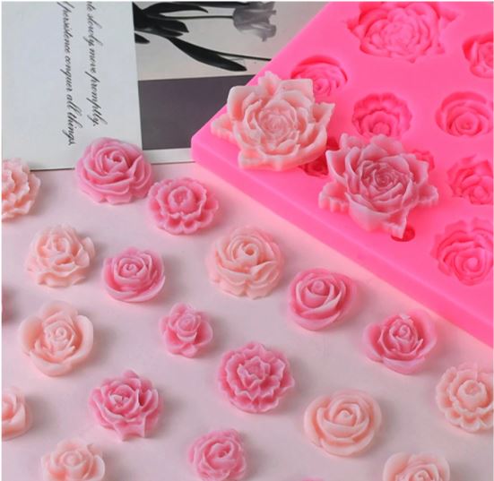 21pcs Silicone Rose Flower Mold for Candle Making | Mould - Resinarthub