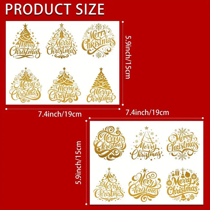 12 قطعة ملصق فينيل ذهبي عيد ميلاد سعيد لفن الراتنج