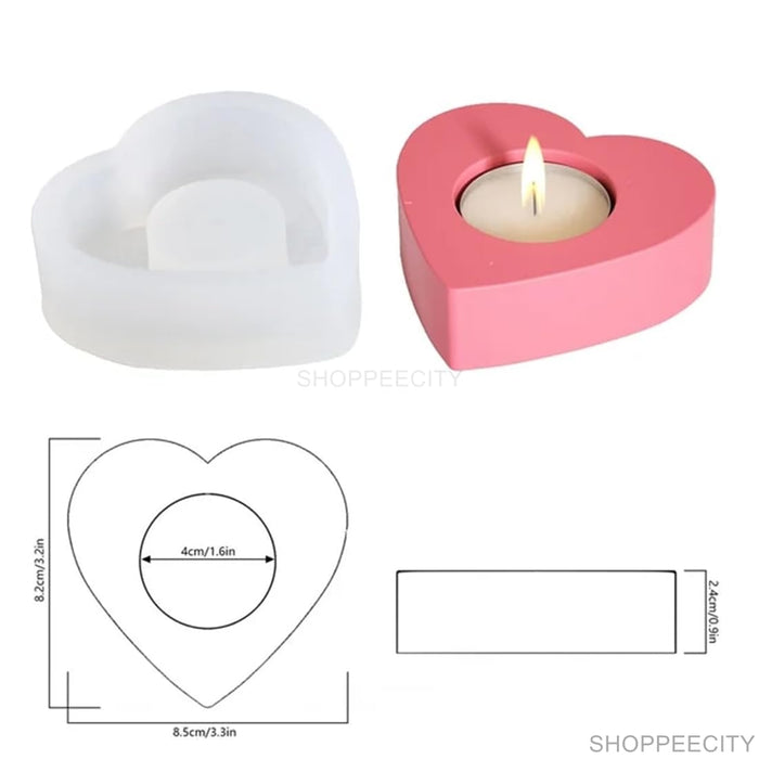 Heart Shape Candle Holder for Jesmonite Art | Mould - Resinarthub