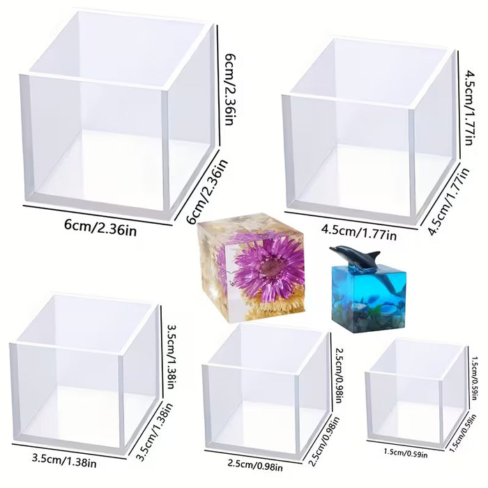 5pcs Cube Silicone Mold for Resin Art