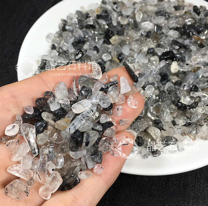 Polished Black Rutilated Quartz Chips for Resin Art(2-4mm)