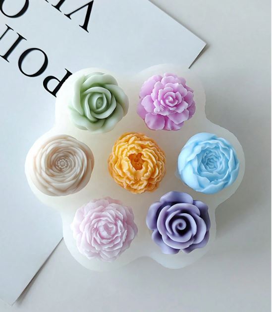 Rose Peony Flowers Shaped Silicone Mold for Candle Making | Mould - Resinarthub