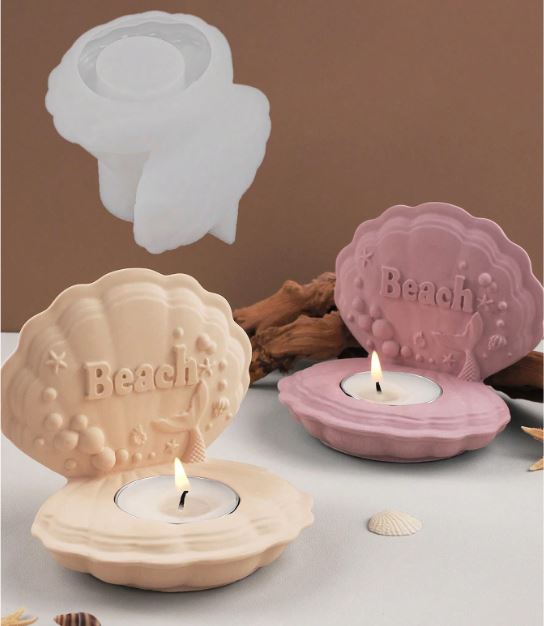 Beach Shell Shaped Candle Holder Silicone Mold | Mould - Resinarthub