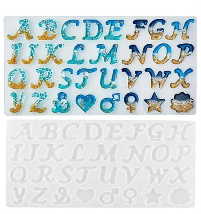 Obverse Alphabets Silicone Mold for Resin Art