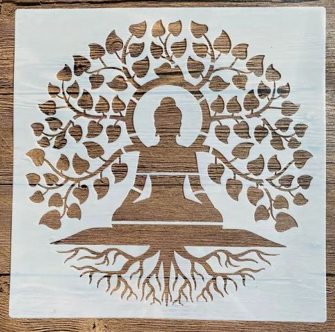 Stencil 'Enlightened Buddha' 30cm*30cm for Resin Art | Tools - Resinarthub