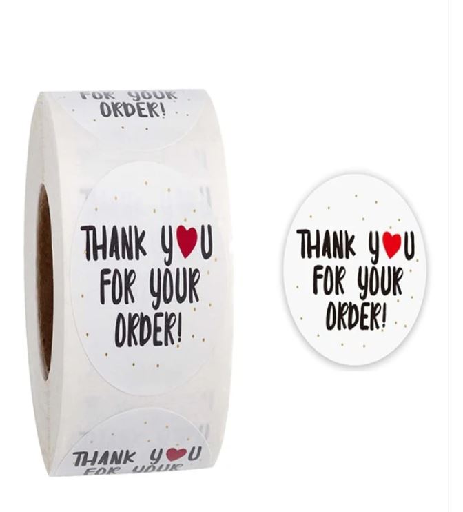 Round stickers thank you for your order sticker rolls for E-Com Packs ...