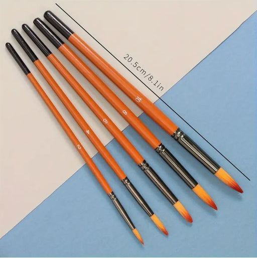 5pcs Pointed Brown Painting Brush Kit | Tools - Resinarthub