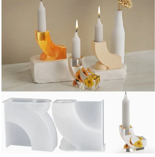 L- Shaped Candle Holder Silicone Mold | Mould - Resinarthub