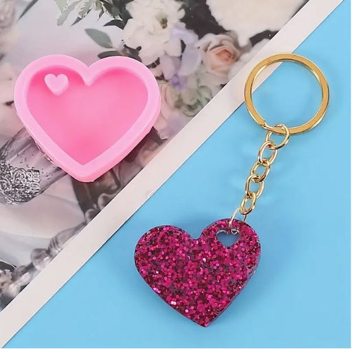 Heart Shaped Keychain Silicone Mold for Resin Art | Mould - Resinarthub