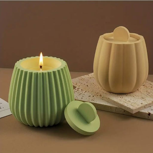 Candle Jar Container Striped Silicone Mold for jesmonite Art (2 variants) | Mould - Resinarthub