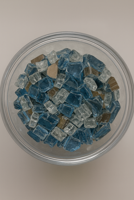 Light Blue and Golden Colored Crushed Glass for Resin Art (6mm)