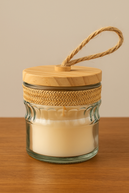 The Woven Retreat Jar 250ml with Wooden Lid and Jute Tag for Candle Making | candle - Resinarthub