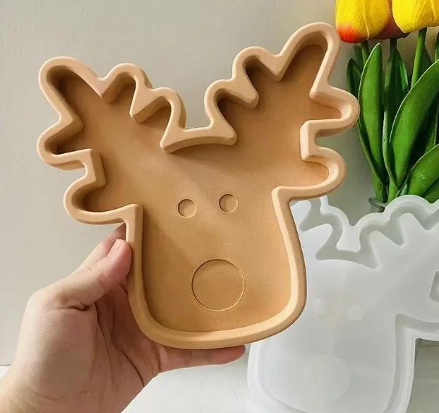 Christmas Elk Storage Silicone Mold for Jesmonite art