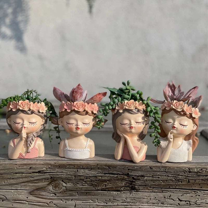 Cute Girl Flower Pot Silicone Mold | Mould - Resinarthub