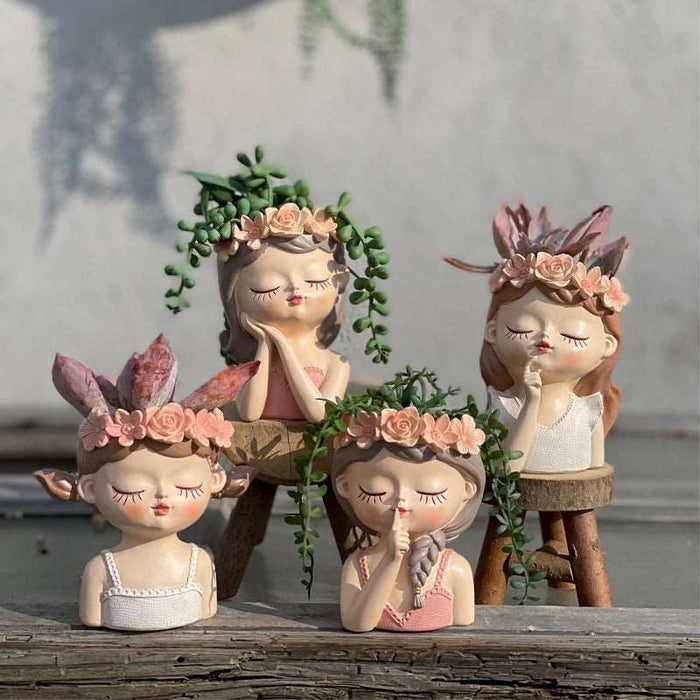 Cute Girl Flower Pot Silicone Mold | Mould - Resinarthub