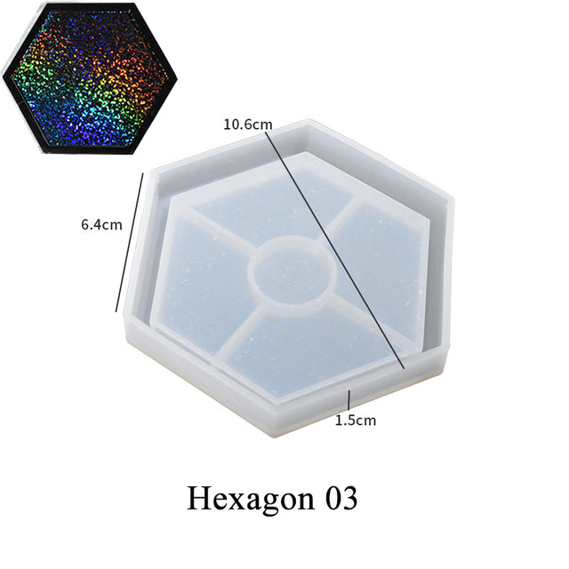 Holographic Shadow Hexagonal Coaster Silicone Molds