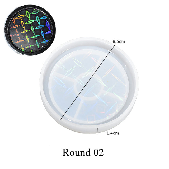 Holographic Shadow Round Coaster Silicone Molds | Mould - Resinarthub