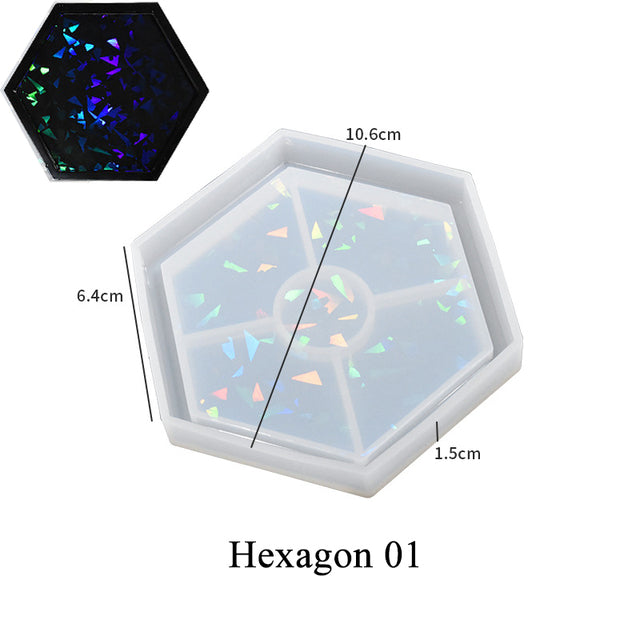 Holographic Shadow Hexagonal Coaster Silicone Molds | Mould - Resinarthub