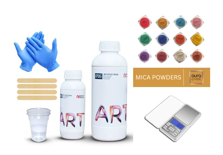 Epoke Hobby Kit 1.2kg with weighing scale and Mica Powder Pigment | Epoxy Resin - Resinarthub