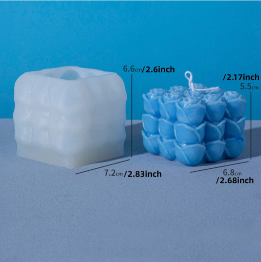 Rose and Cube Shaped Silicone Mold for Candle Making