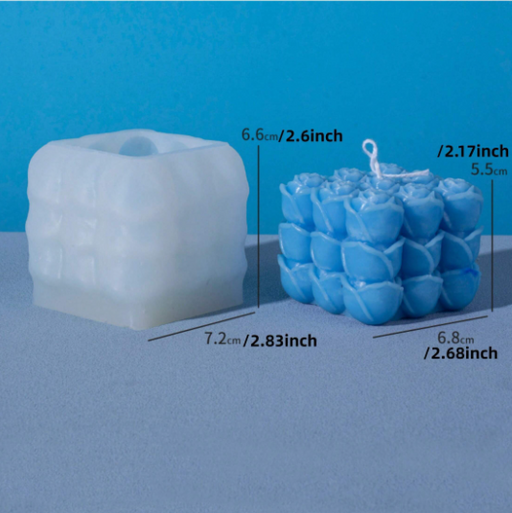 Rose and Cube Shaped Silicone Mold for Candle Making | Mould - Resinarthub
