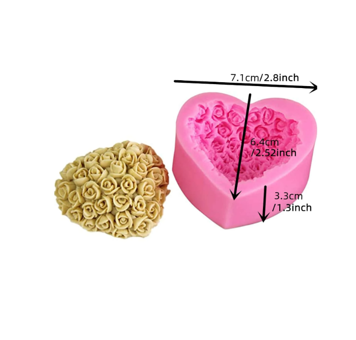 Rose Heart Shaped Silicone Mold for Candle Making