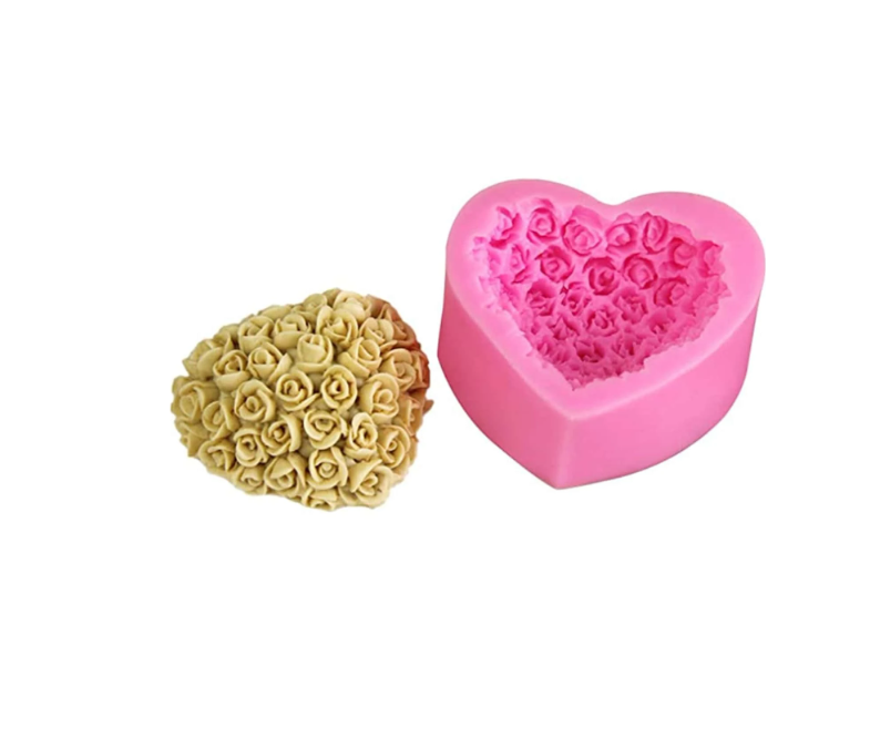 Rose Heart Shaped Silicone Mold for Candle Making