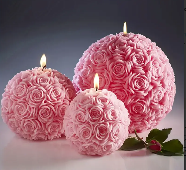 Rose Ball Shaped Silicone Molds for Candle Making | Mould - Resinarthub