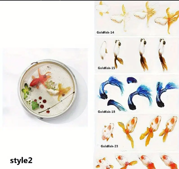 5 Sheets 3D Goldfish Stickers for Resin Art