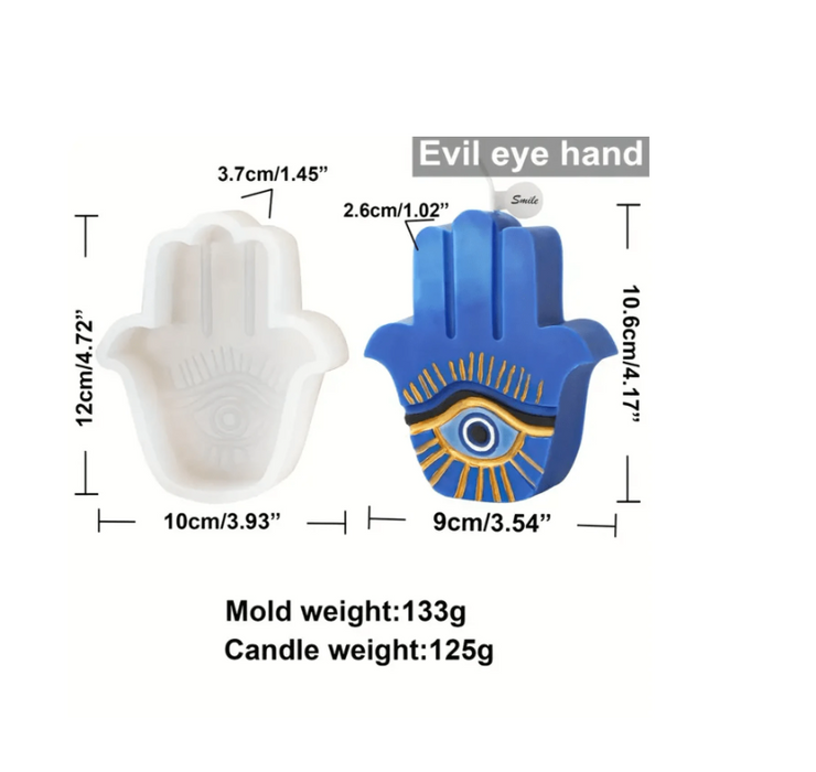 Evil Eye Hand Shaped Silicone Mold for Candle Making