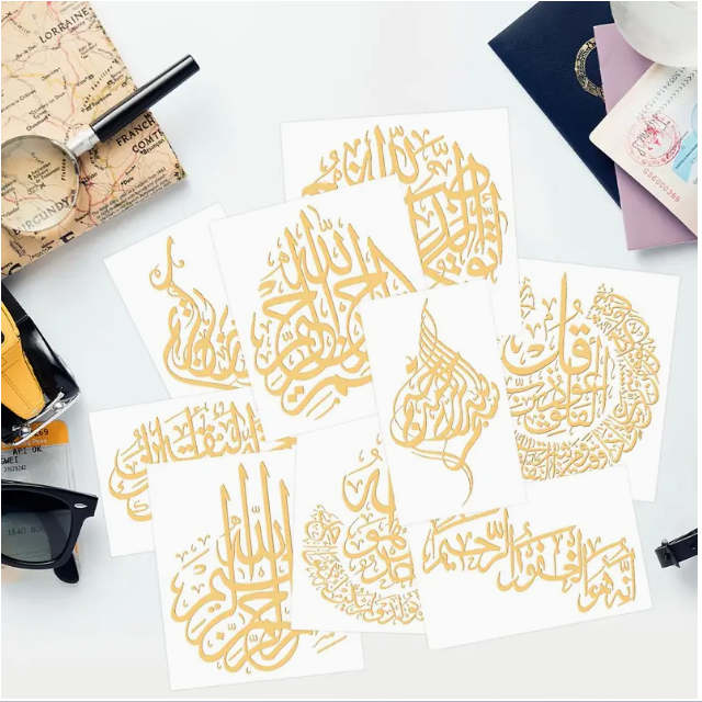 9pcs Islamic Calligraphy Stickers for Resin Art