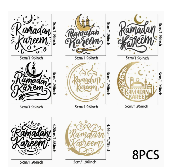 8pcs Ramadan Vinyl Stickers for Resin Art