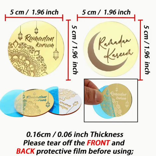 12pcs Ramadan Kareem Golden Mirror Acrylic Cut for Resin Art | Fillings - Resinarthub
