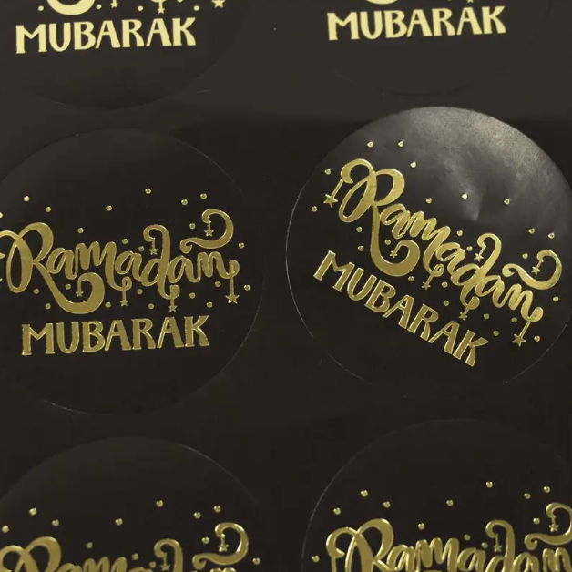 Ramadan Mubarak black foil stamp stickers (10pcs)