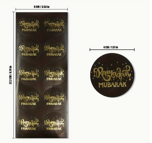 Ramadan Mubarak black foil stamp stickers (10pcs) | Fillings - Resinarthub