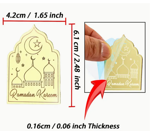 12pcs Elegant Golden Acrylic Ramadan Kareem Cutting for Resin Art | Fillings - Resinarthub