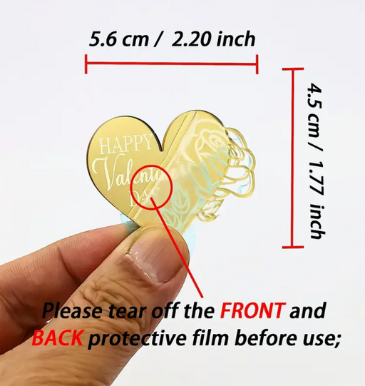 6pcs Golden Mirror 'Happy Valentines Day ' Acrylic Cutting for Resin Art | Fillings - Resinarthub