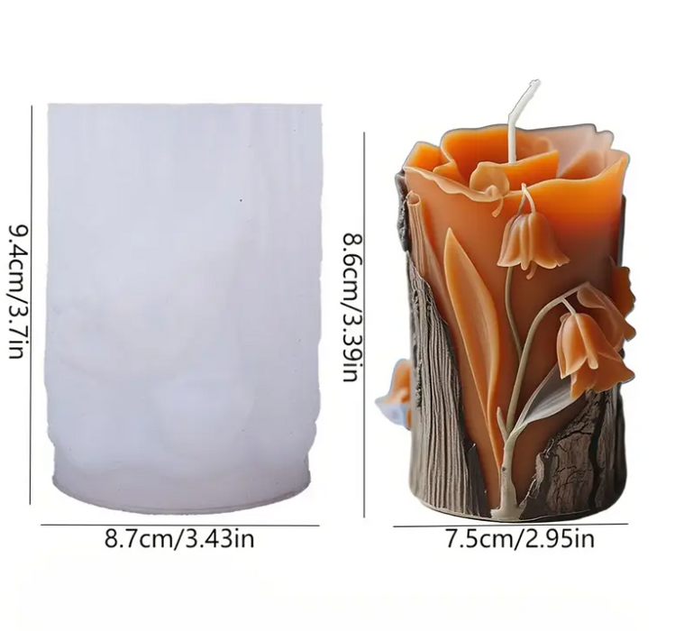 Floral Pillar Silicone Mold for Candle Making