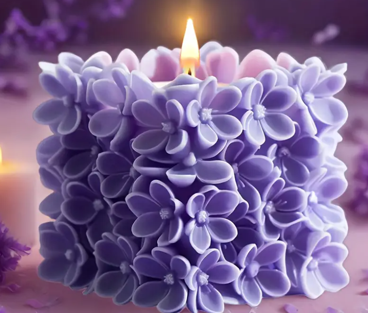 Cube Peony Flower Candle Silicone Mold | Mould - Resinarthub