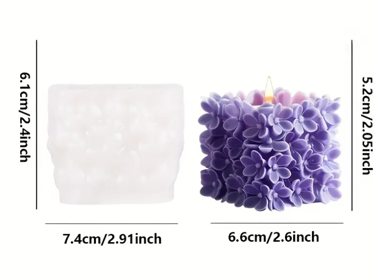 Cube Peony Flower Candle Silicone Mold | Mould - Resinarthub