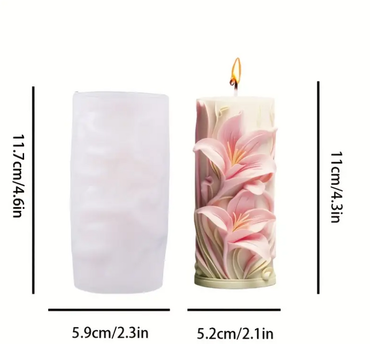 Lily Flower Pillar Shaped Candle Silicone Mold