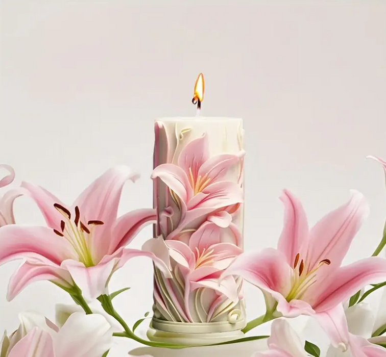 Lily Flower Pillar Shaped Candle Silicone Mold