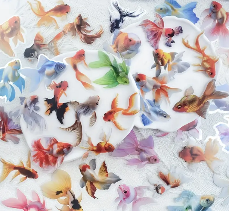 50pcs Transparent Goldfish Sticker for Resin Art