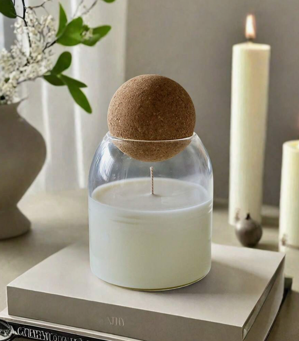 Glass Candle Jar For Candle Making With Ball Cork Lid