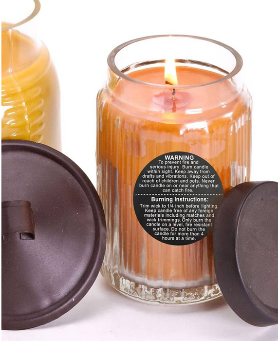 500pcs Candle Warning Label- Black